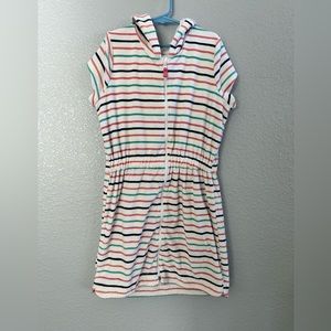 Carter’s Big Girls Terry Striped Zip Up Hoodie Swim Cover Up-Size 14